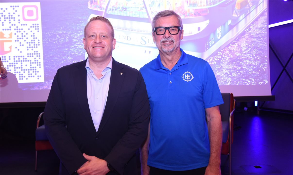 Jason Liberty, presidente e CEO do Royal Caribbean Group, e Michael Bayle, presidente e CEO da Royal Caribbean