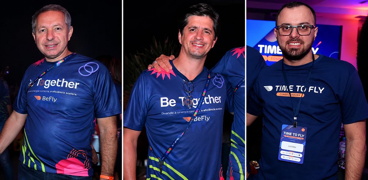 Juliano Valério, Carlos Abreu e Luiz Fernando Ecco, da Flytour Consolidadora para a TPAir