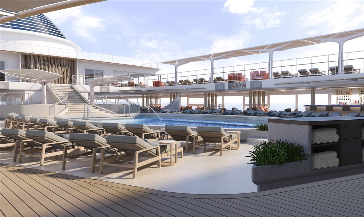 Solara Pool Deck contará com dois níveis de espreguiçadeiras