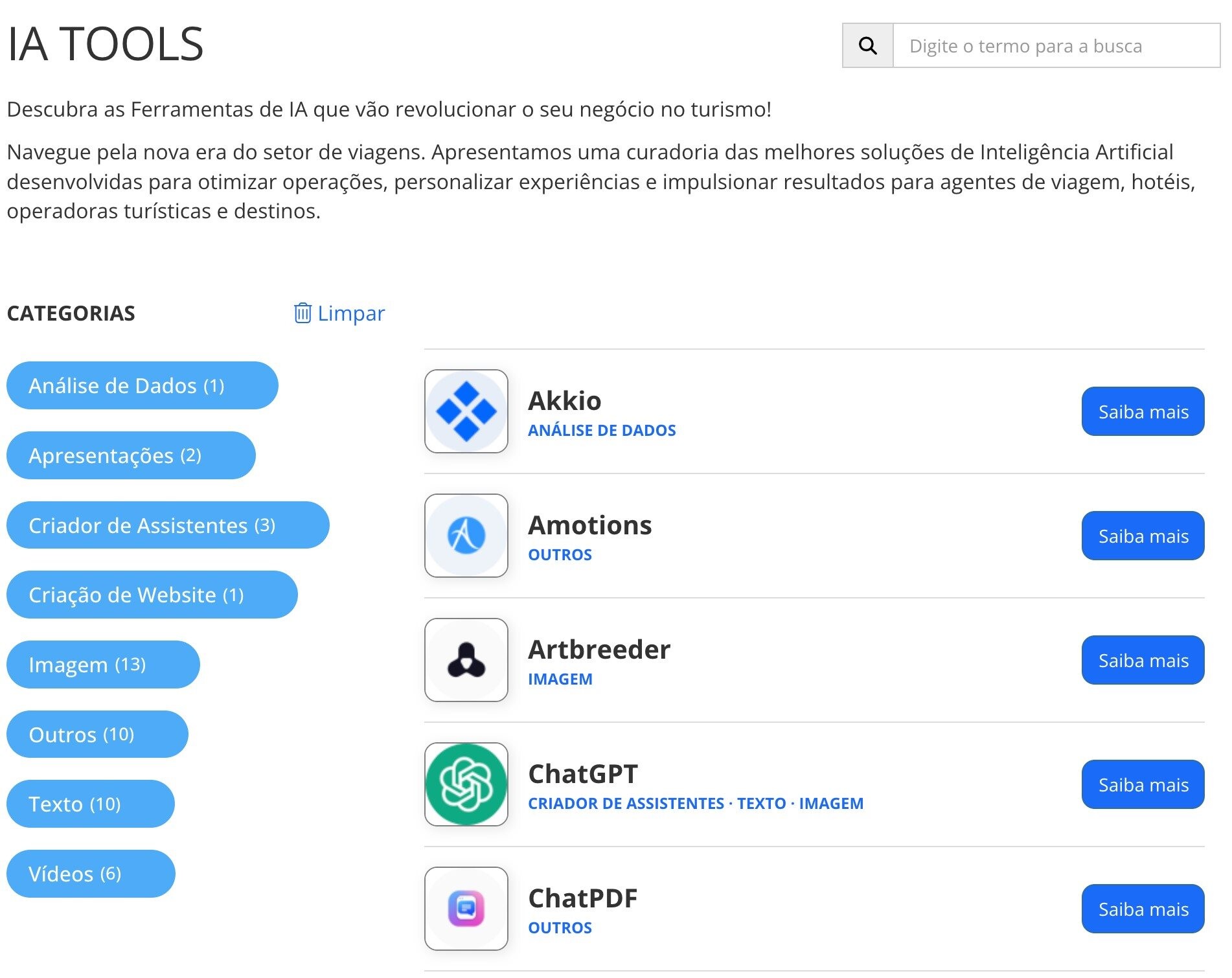 Menu completo para você descobrir o melhor da IA para seu negócio
