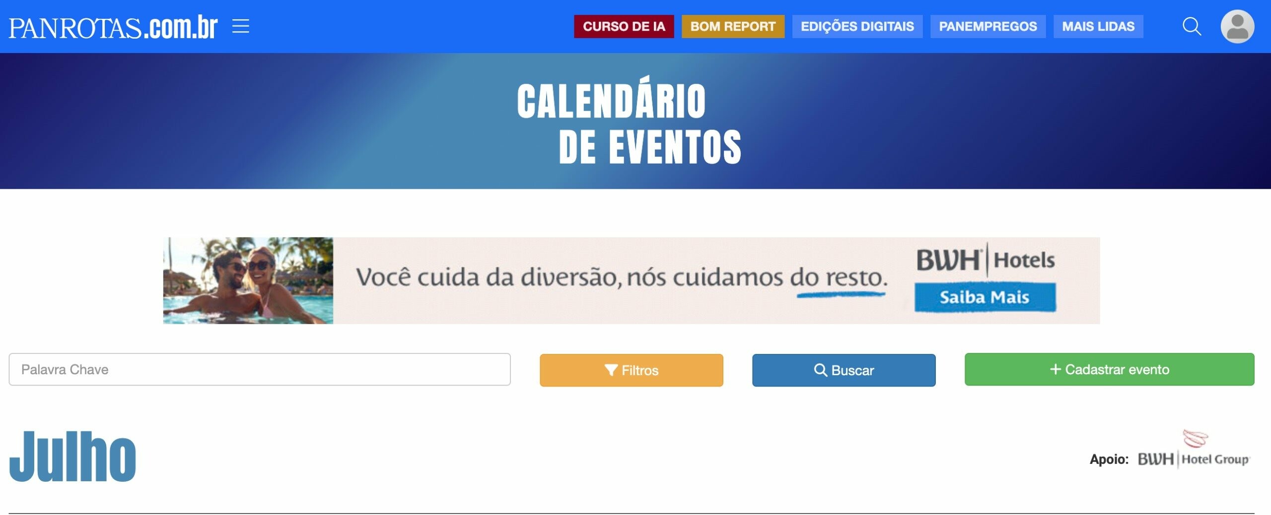 Nosso calendário de eventos