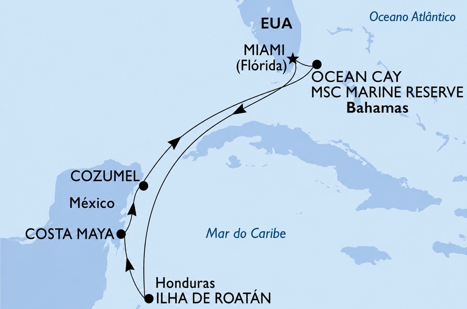 Roteiro da Convenção a bordo do MSC World America