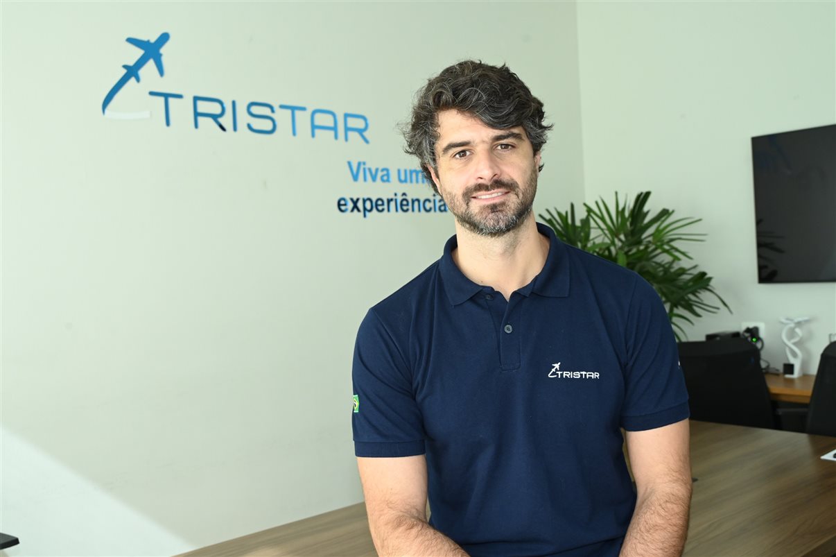 Renato Pires no escritório da Tristar, na avenida Paulista