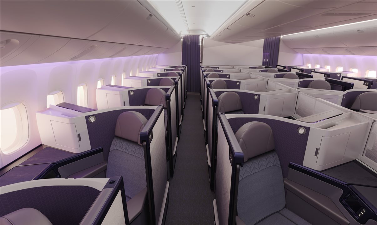 Cabine renovada da Business Premier contará com novos assentos Collins Elevation, que oferecem mais espaço individual