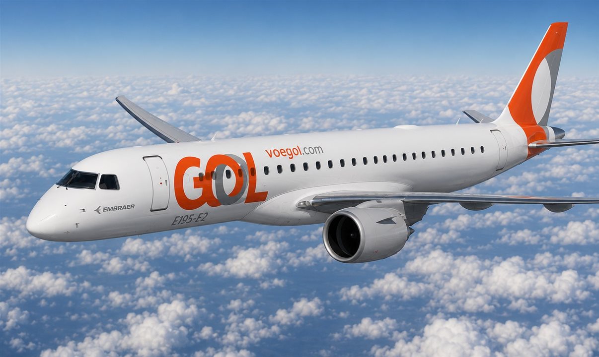 Imagem gerada por IA revela como ficaria um Embraer pintado com as cores da Gol