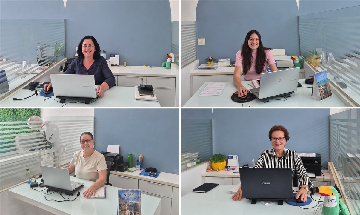 A atual equipe da Xux's Tour: Maria de Lourdes Groff, Giovana dal Pozzo, Maria Gabriela Toschi e Helena Noce