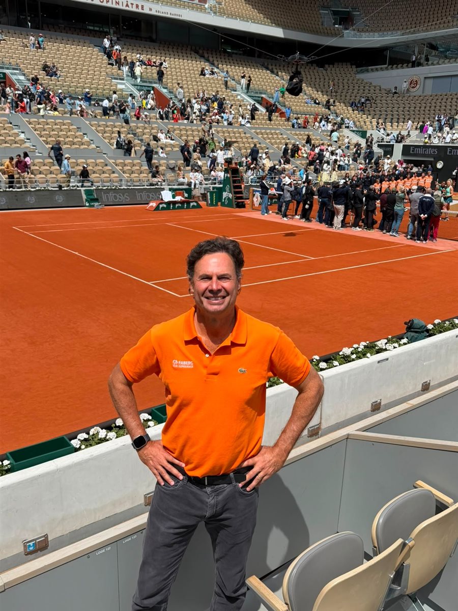 Fabio Silberberg, CEO da Faberg, em Roland Garros, o Grand Slam de Paris