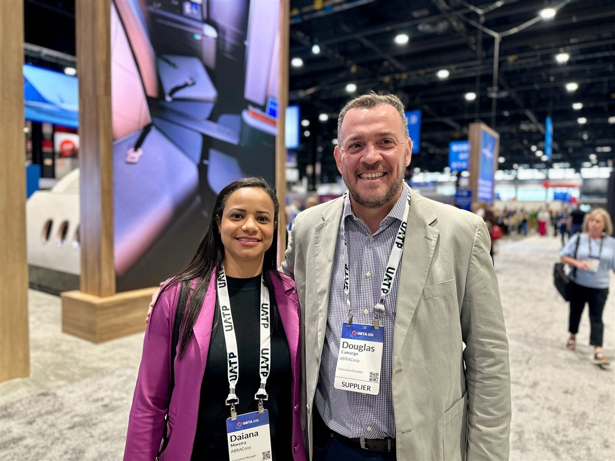 Daiana Moreira e Douglas Camargo, da Abracorp, na GBTA Convention 2026