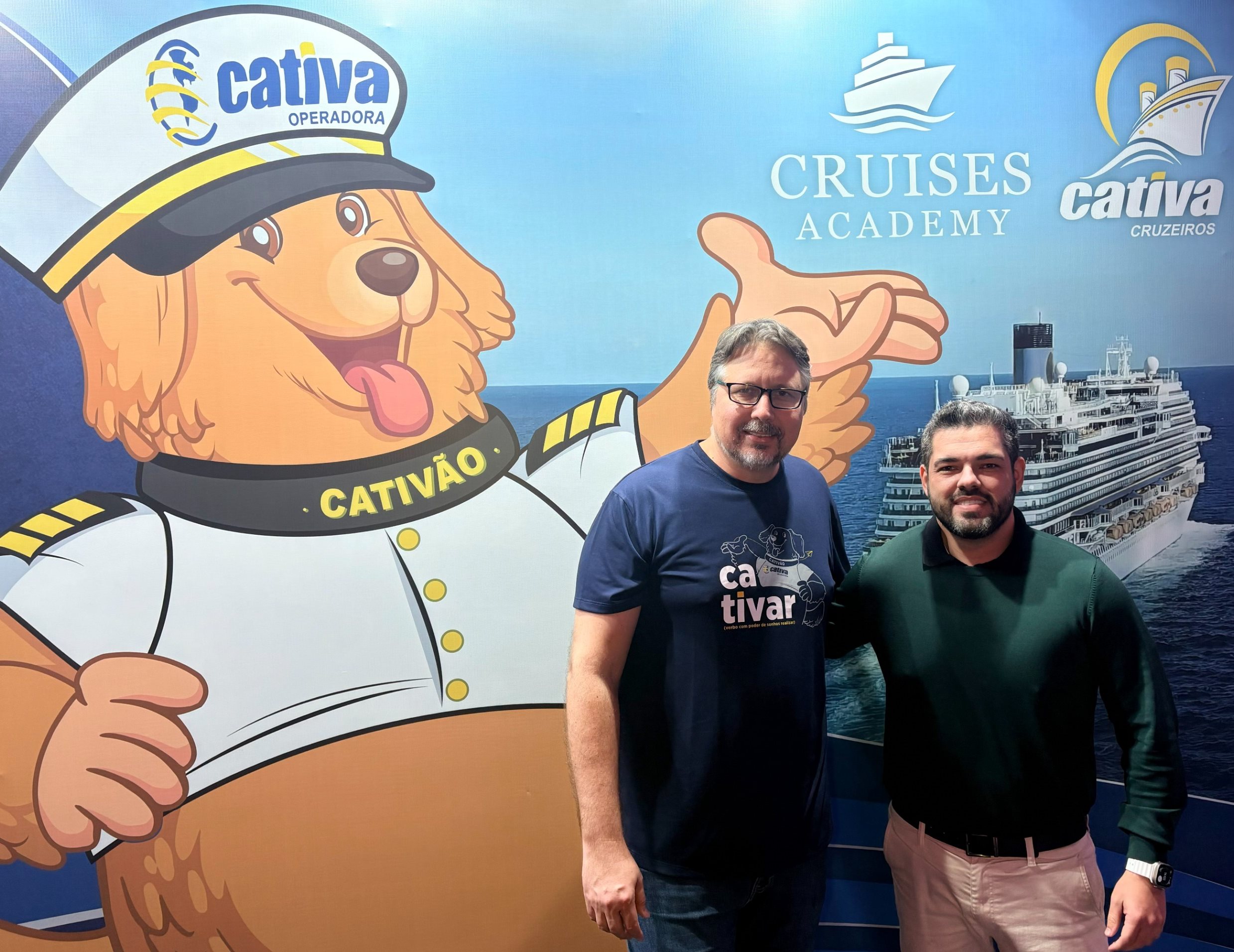 Marcelo Adams, da Cativa, e Marcos Souza, da Cruises Academy