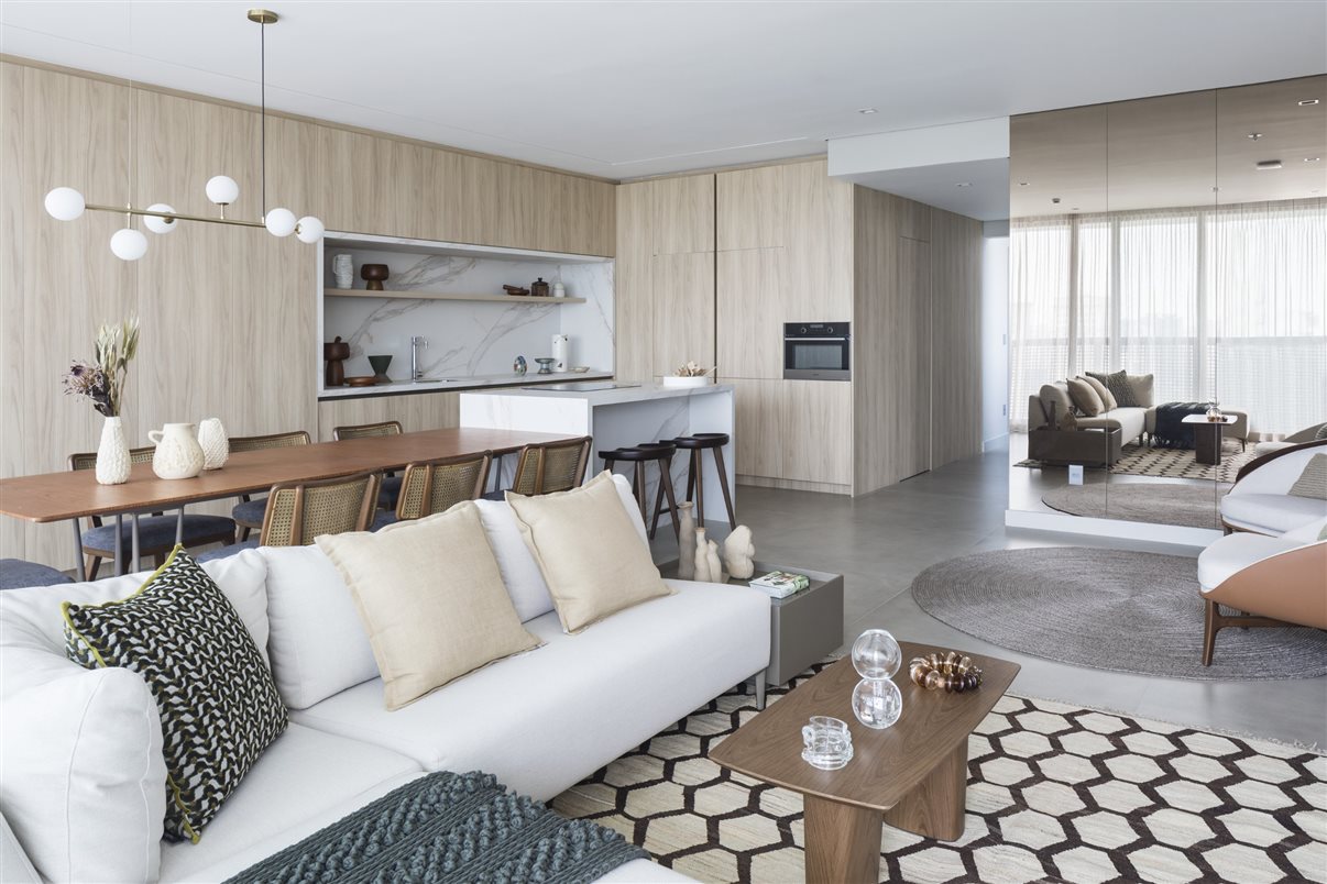 Sala de estar de um dos apartamentos