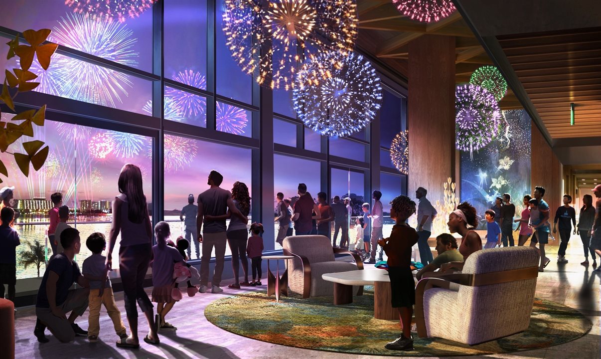 Durante a noite, o destaque será o Dandelion Terrace, lounge criado para acompanhar o espetáculo de fogos do Magic Kingdom sobre o Bay Lake