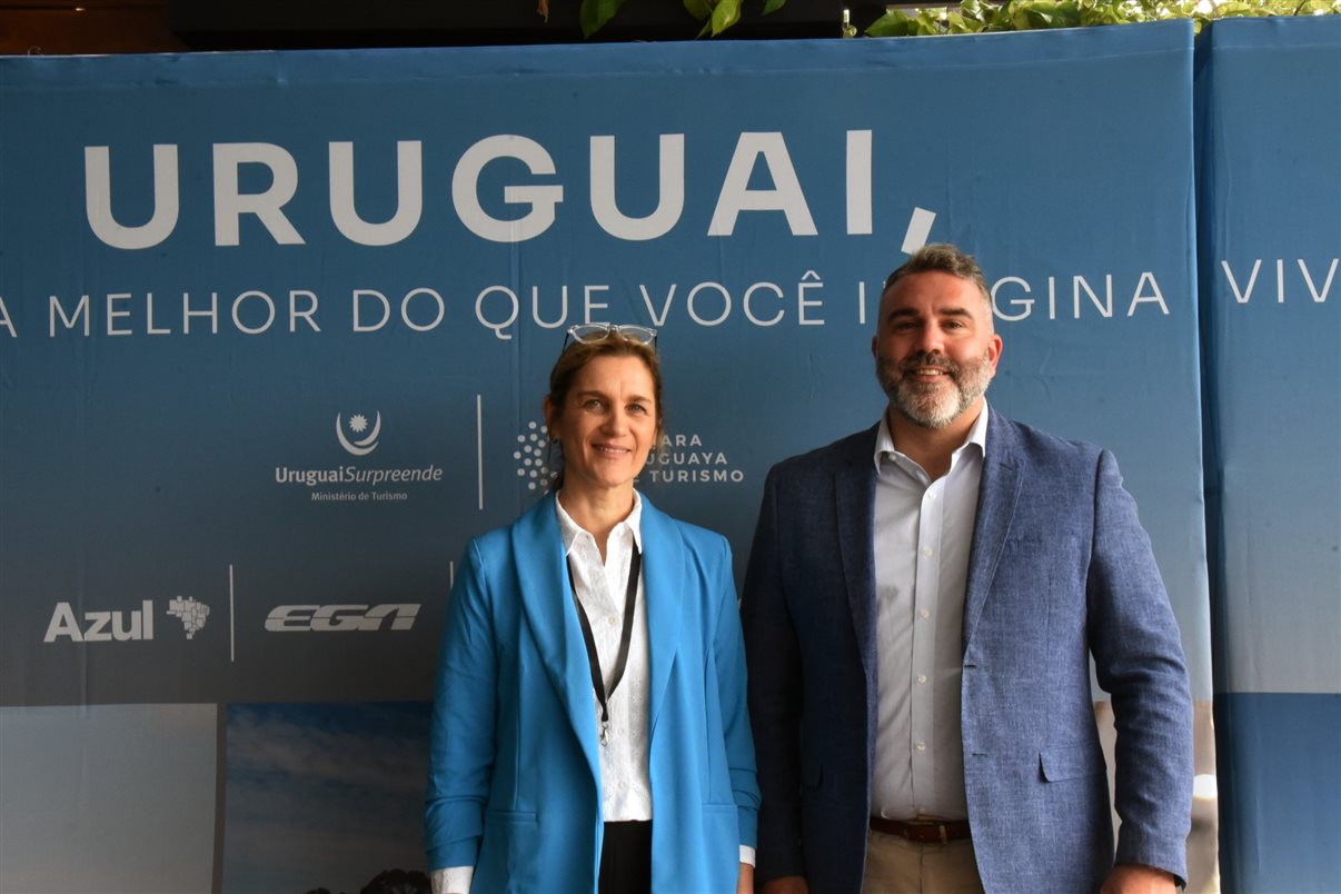 Mariana Planes, da Carmelo Resort, Nicolas Vidal, da Personal Operadora, Lúcia Amestoy, do Cynsa, Juan Lenguas, da Associação Turística do Departamento de Colonia, Ignácio Zubiaga, do Cipriani Resort, e Edwin Shaw, do Solanas Resort