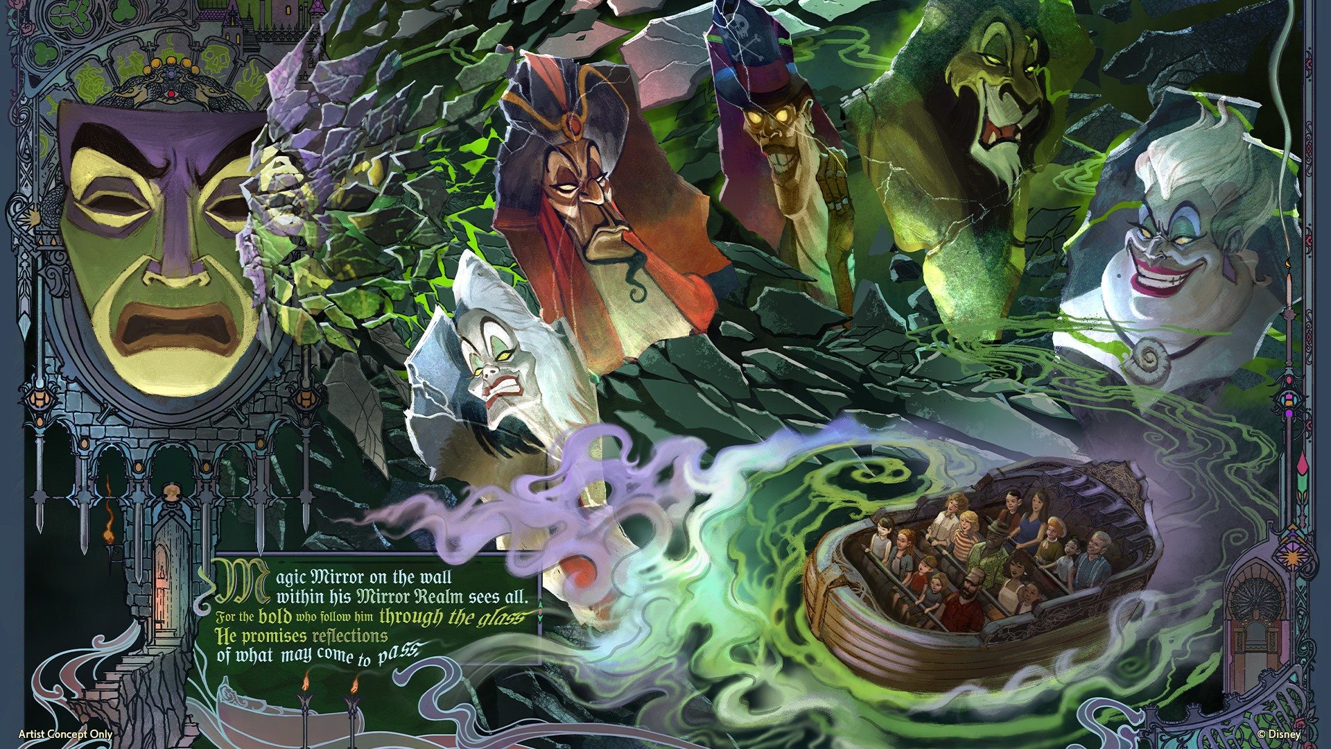 Mirror Realm será um dark ride comandado pelo Magic Mirror, o famoso espelho da Rainha Má de Branca de Neve e os Sete Anões