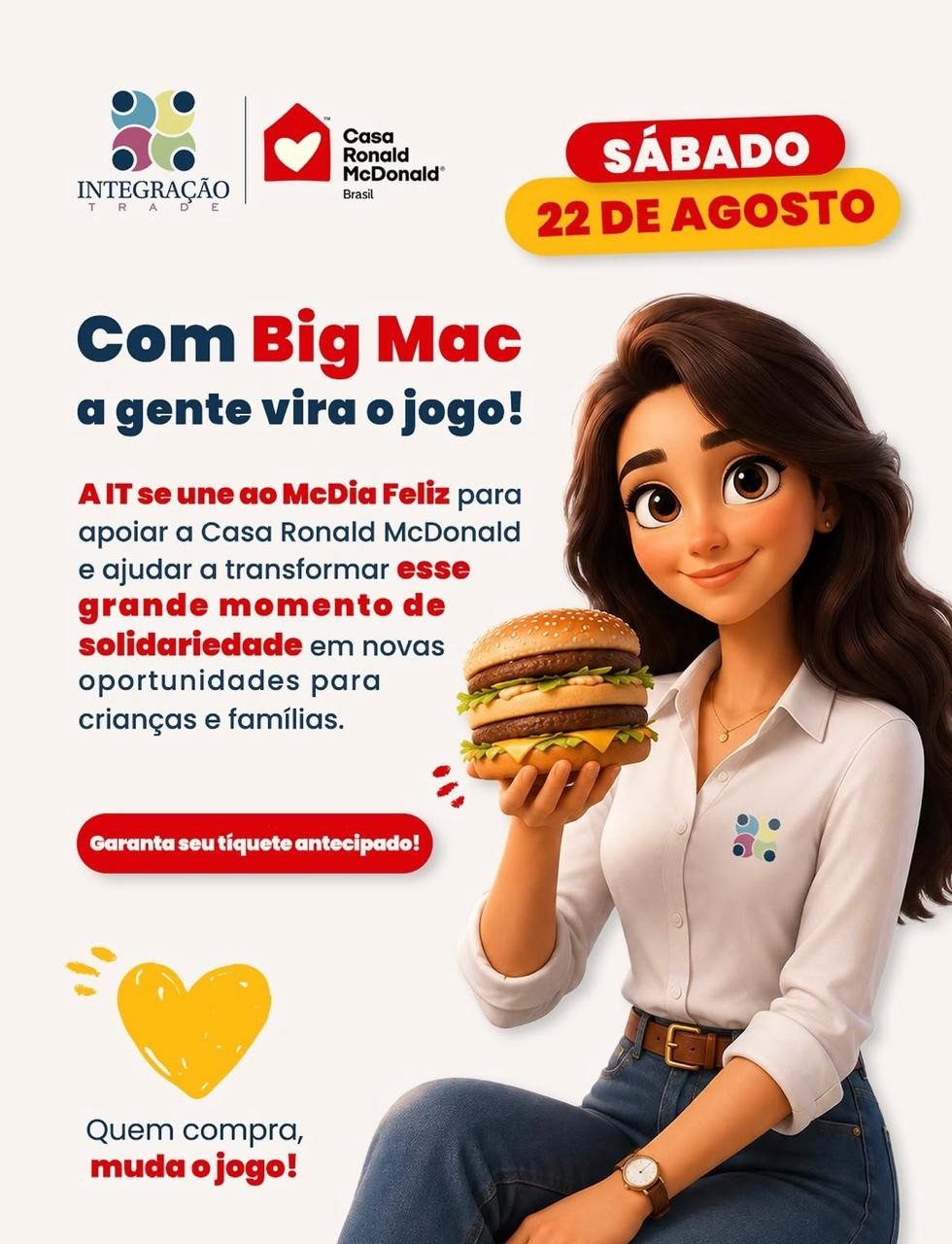 Ação da Integração Trade arrecada tíquetes do McDia Feliz para alunos do Instituto Baccarelli, em São Paulo
