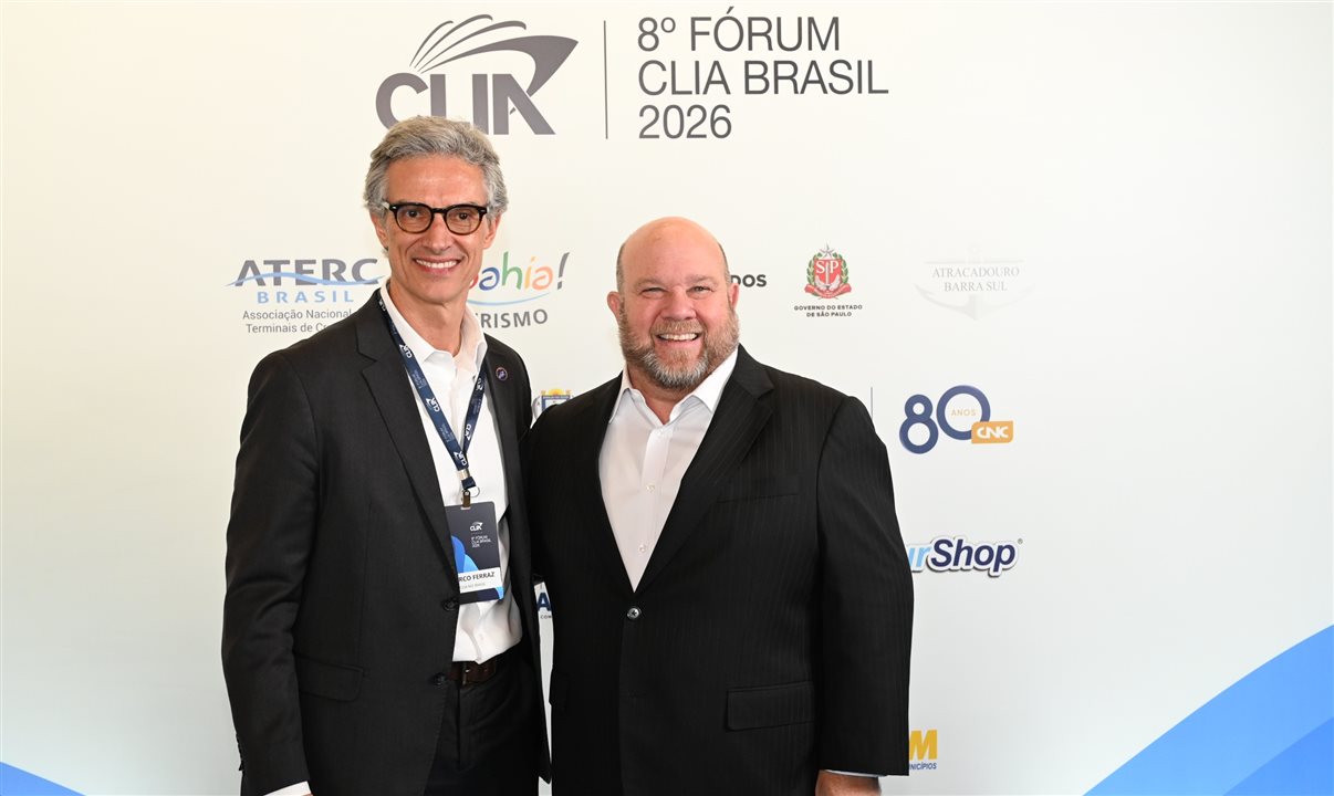 Marco Ferraz, presidente da Clia Brasil, e Bud Darr, CEO da Clia Global