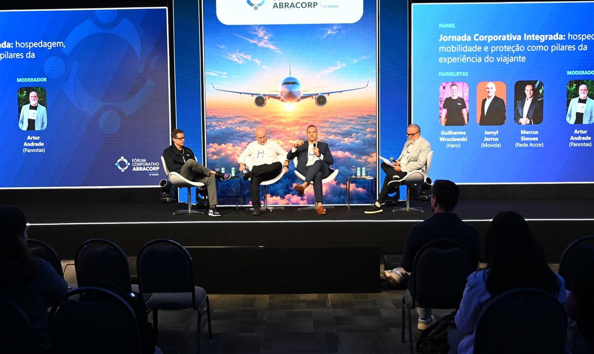 Guilherme Wroclawski, da Hero Seguros, Jamyl Jarrus, da Movida, Marcus Simões, da Accor, e Artur Andrade, da PANROTAS