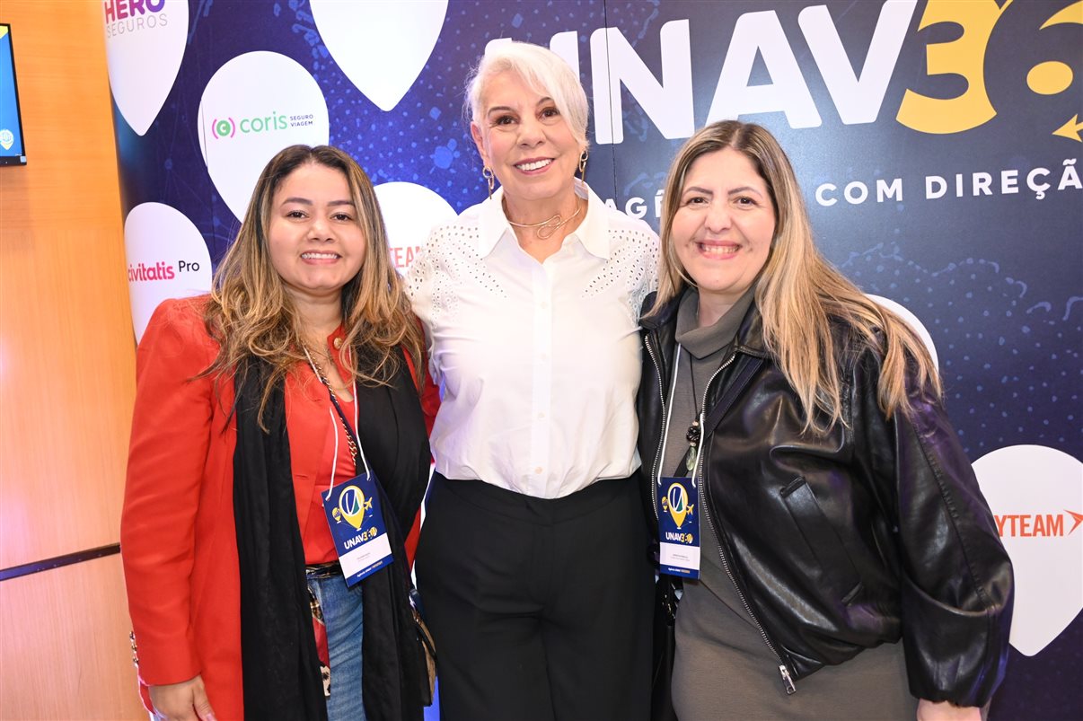 Gildária Silva, da Gil Travel Agency, Ines Melo, da Unav, e Samantha Perrucci, da Blessing Travel