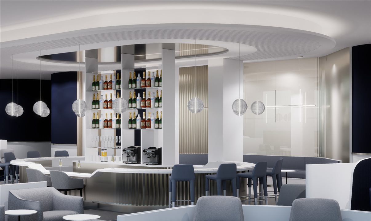 Renderização da nova sala Vip da Air France no aeroporto JFK