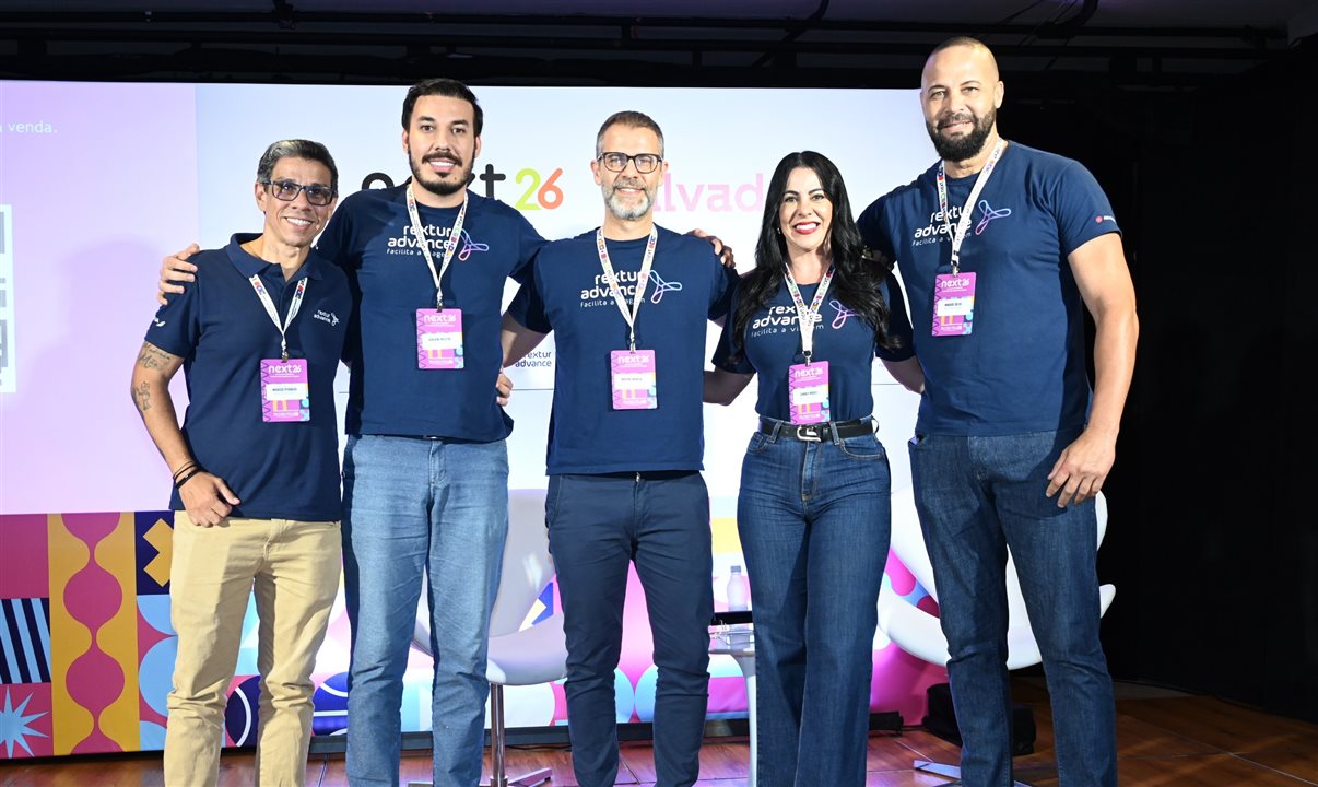 O diretor Marvio Mansur com a equipe Nordeste da Rextur Advance: Marcos Perdigão, Adriano Macedo, Sandra Murici e Marcos Fabiano