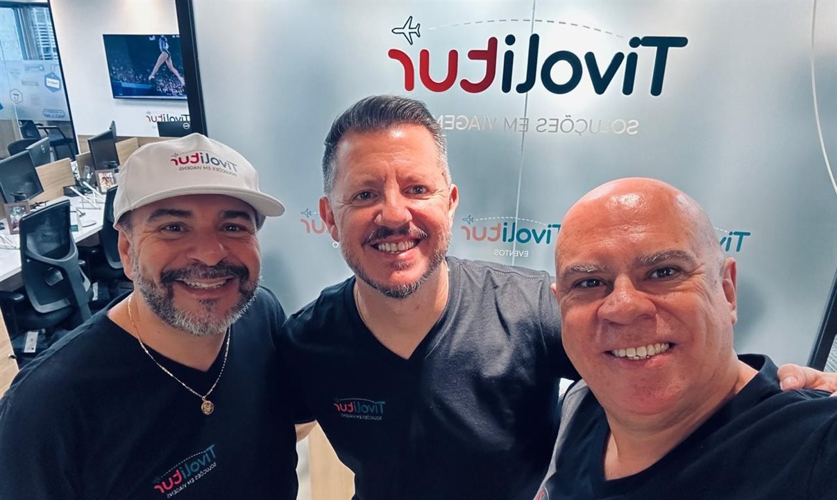 Marcello Restivo, CEO, Marcio Margini, diretor de Operações, e Ricardo de Moraes, diretor comercial da Tivolitur