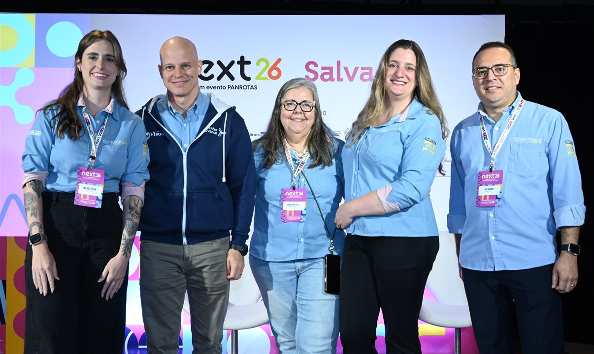 Equipe PANROTAS em mais um PANROTAS Next: Beatrice Teizen, José Guilherme Alcorta, Cassia Mazella, Erica Venturim e Rene Amorim