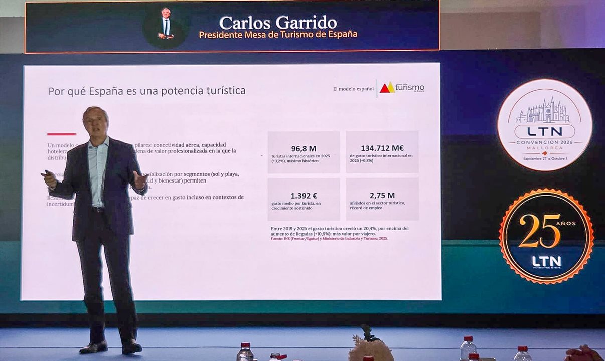 Carlos Garrido, presidente da Mesa do Turismo da Espanha, apresentou índices do Turismo espanhol durante a convenção de 25 anos da LTN