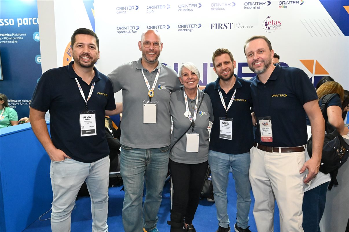 Vinicius Chagas, da Orinter, Duda Slud e Ines Melo, da Unav, Eduardo Vansan e Roberto Sanches, da Orinter