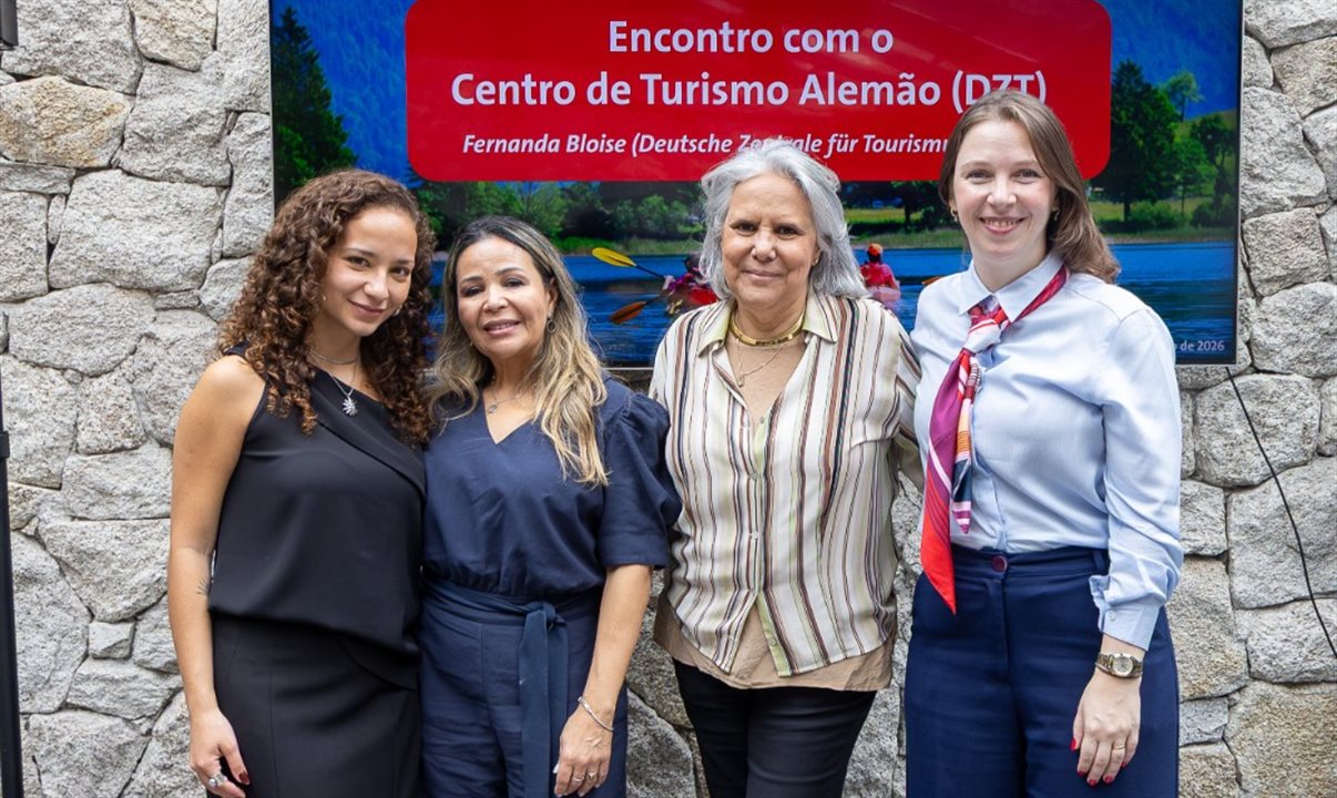 Fernanda Bloise, do DZT, Adriana Martins (Turismo de Berlim), Cristina Martins (Lufthansa), e Stephanie Viehmann, diretora executiva da Câmara Brasil-Alemanha