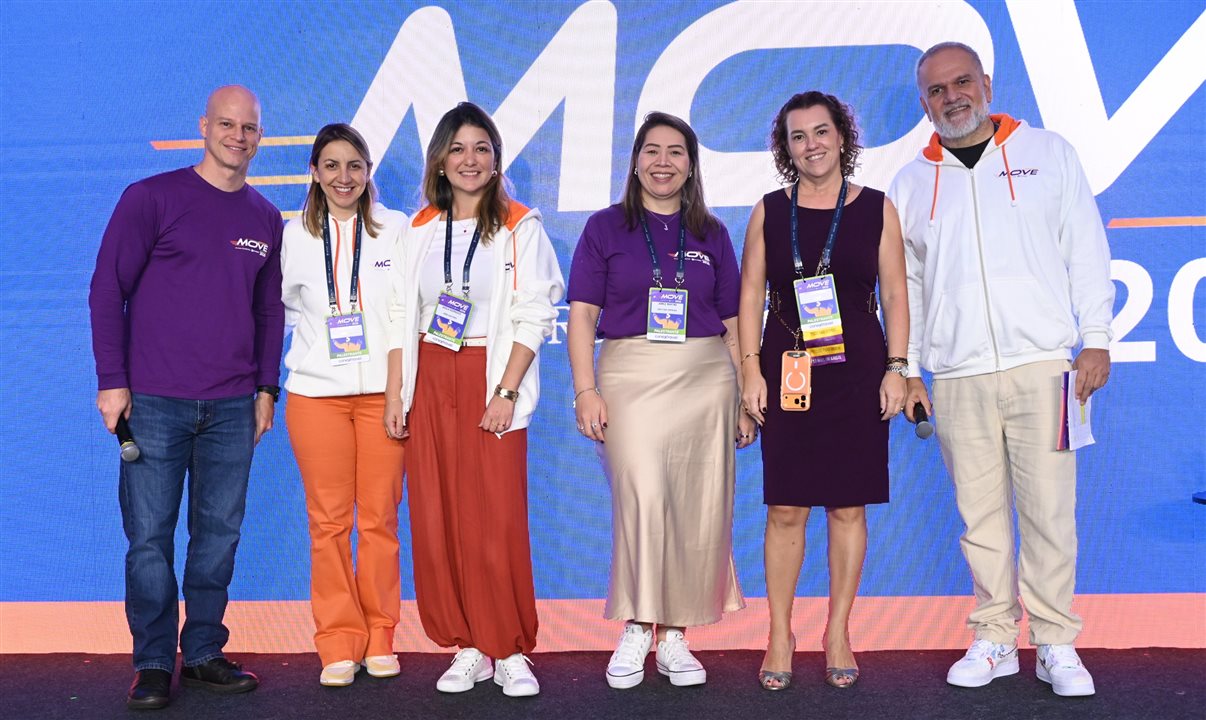Conselho do MOVE: José Guilherme Alcorta, da PANROTAS, Ana Prado, da Syngenta, Sheila Rodrigues, da KPMG, Jamile Martins, da Uber para Empresas, Patricia Thomas, da Omnibees, e Artur Luiz Andrade, da PANROTAS
