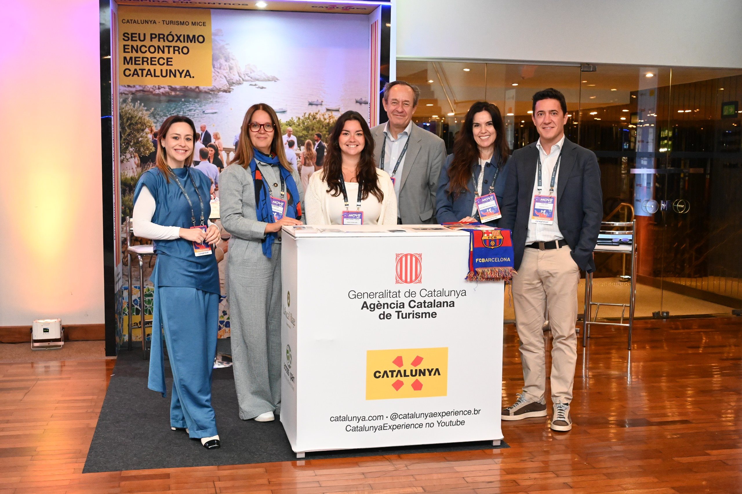 Jordi Solé, diretor da Agência Catalana de Turismo na América do Sul (à direita), com Mariela Neubauer (The Bicester Collection), Gloria Rius (Fundació Joan Miró), Anna Barba (Warq Tourism), Ignacio Grijalvo (Across Spain) e Rosane Pimentel(Catalunya)