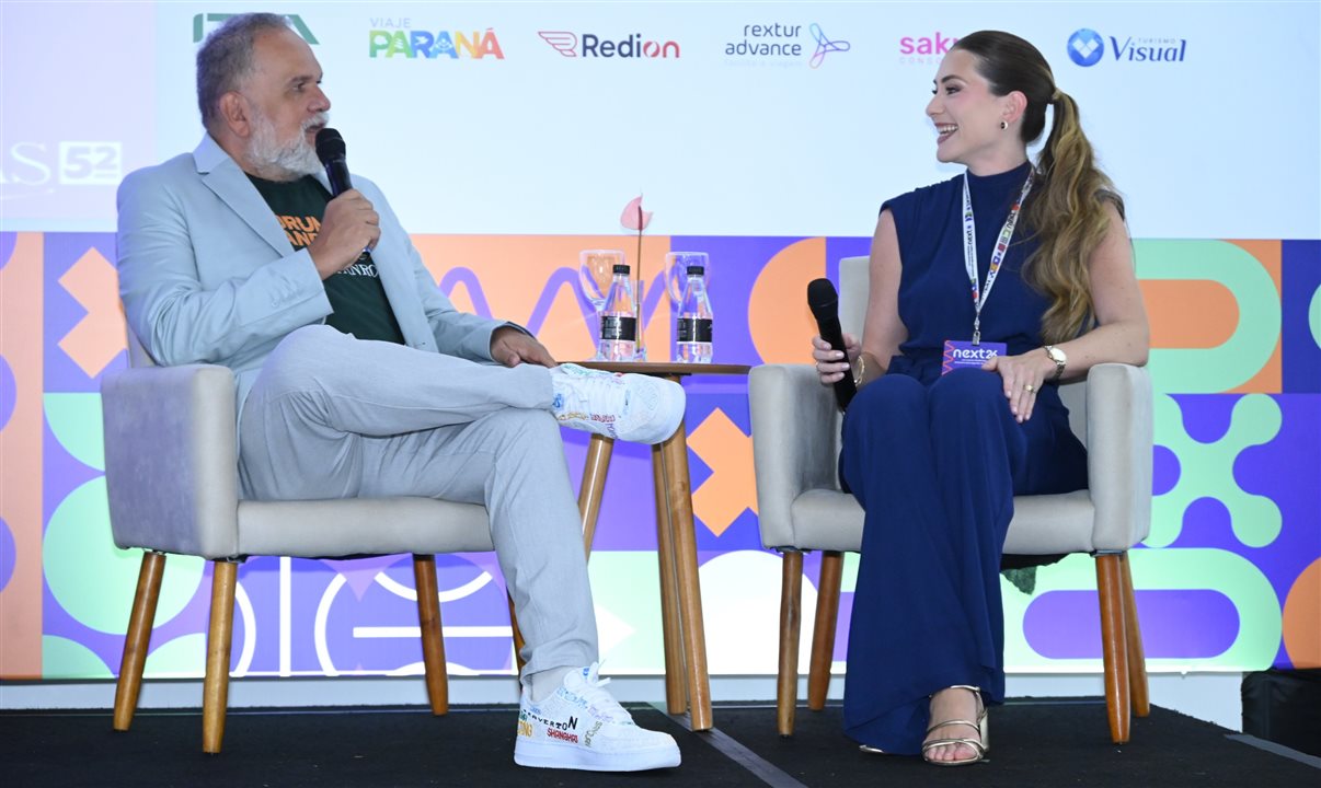 Artur Andrade, editor-chefe e CCO da PANROTAS, e Juliana Luck, diretora da Luck Receptivo