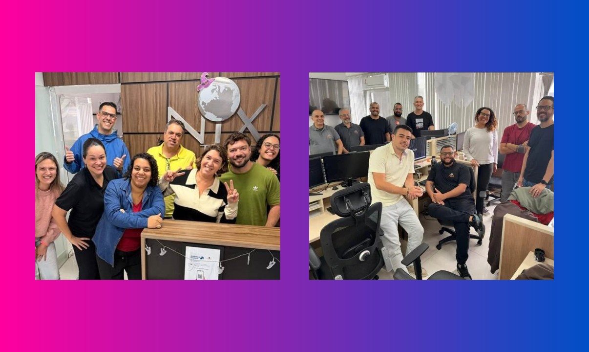 Equipes de Lazer (à esquerda) e Corporativo, Sistemas e Comercial (à direita)