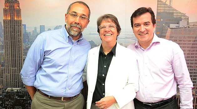 A superintendente da MMTGapnet, Ana Maria Berto, entre dois dos sócios da operadora, Rui Alves e Luís Claudio Santos