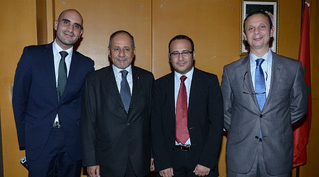 O gerente da Royal Air Maroc no Brasil, Mehdi El Yaalaoui, com Larbi Moukhariq (Embaixada do Reino de Marrocos em Brasília), Fouad Khalil (Travelers) e Abdellatif Achachi (Turismo de Marrocos)