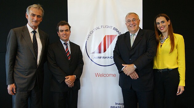 Frédéric Gagey, da Air France; Luis Otávio Neves, da Setur-DF; e
Patrick Alexadre e Adriana Cavalcanti
