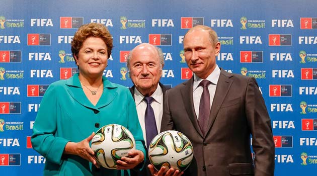 Blatter com os presidentes do Brasil e da Rússia Blatter com os presidentes do Brasil e da Rússia