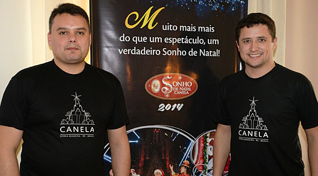 Da Secretaria de Turismo de Canela, Moisés de Souza, e o secretário Leandro de Oliveira