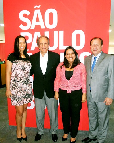 Kelly Oliveira, gerente administrativo financeiro do SPCVB, Elmano Nigri, da Arquitetura Humana, Thatiane Pierocini, da PI Brasil, e Toni Sando, presidente do SPCVB