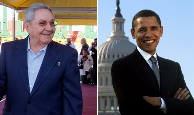 Os presidentes de Cuba, Raúl Castro, e dos Estados Unidos, Barack Obama (fotos: Agência Brasil)