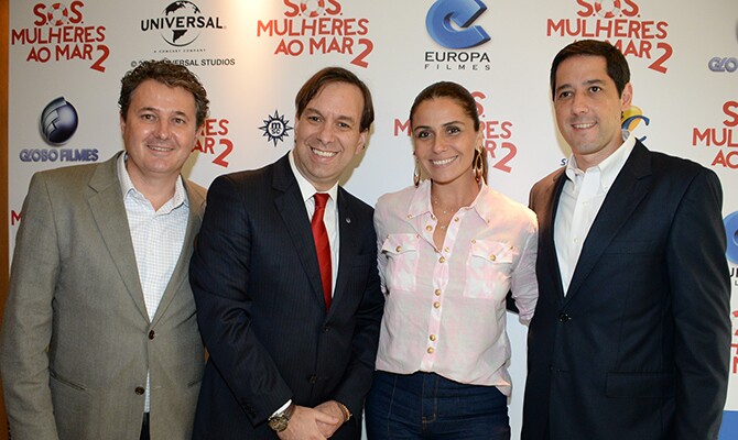 Marcelo Oste, da CVC, Adrian Ursilli, da MSC, atriz Giovanna Antonelli e Marcos Barros, da Universal