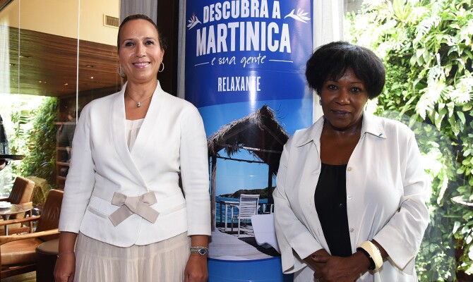 A chairman da Autoridade de Turismo da Martinica, Karine Roy-Camille, e a diretora para Américas do Escritório de Promoção da Martinica, Muriel Wiltord-Latamie, em São Paulo