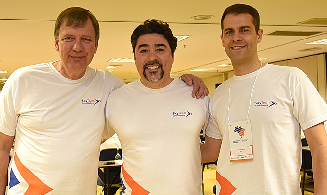Peter Weber, Charles Cruz e Márvio Mansur, diretores da Skyteam