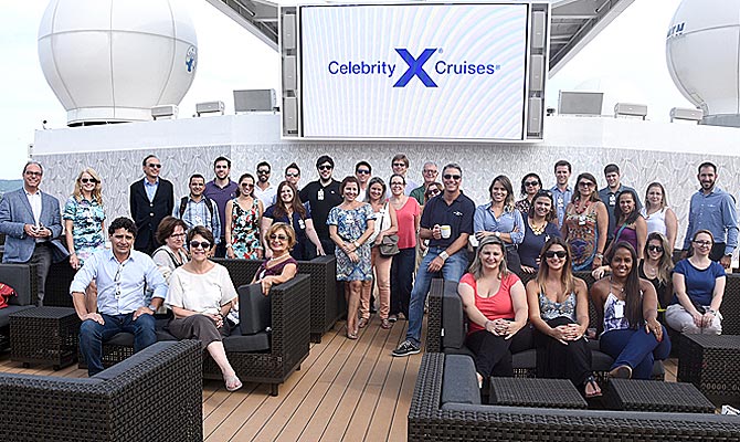 Everson Santos (Celebrity Cruises), Alex Calabria (Royal Caribbean), Diego Tancler, Lilian Vicente e Pablo Vilaseca (todos da Celebrity Cruises)