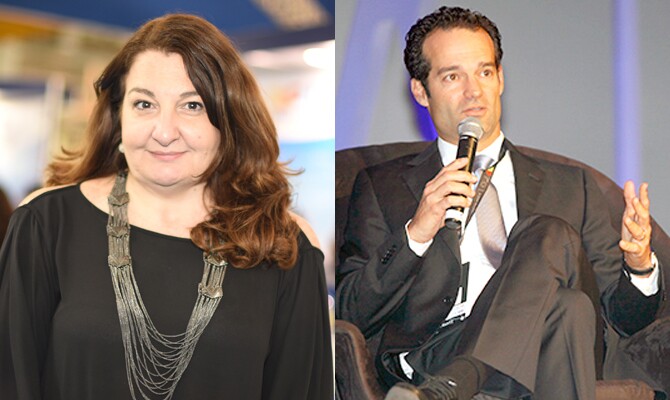 A presidente da Braztoa, Magda Nassar, e o presidente da Azul, Antonoaldo Neves
