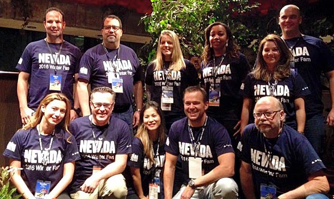 Operadores de viagens brasileiros junto às equipes do Travel Nevada, Delta e Wolf Propaganda