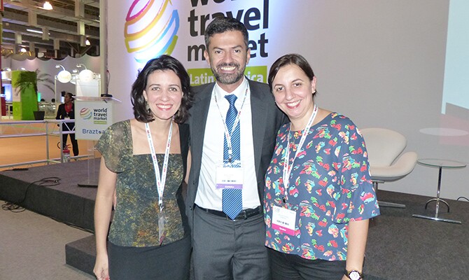 Aline Bueno, da HRS, Paulo Amorim, da Alagev, e Ana Prado, da Syngenta